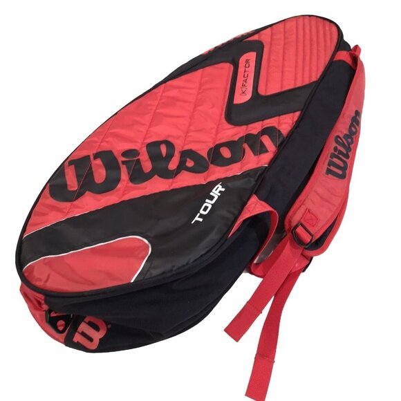 Wilson K Factor Tennis Racket Bag Red and Black Thermal Triple Entry LIKE NEW - Picture 2 of 6